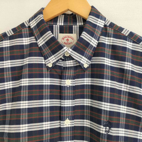 ブルックスブラザーズレッドフリース BROOKS BROTHERS REDFLEECE タータンチェック ロゴ刺繍 S/S ボタンダウン シャツ メンズ import:L